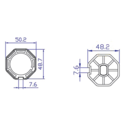 Adaptador de motor Ø35 a tubo octogonal 50mm