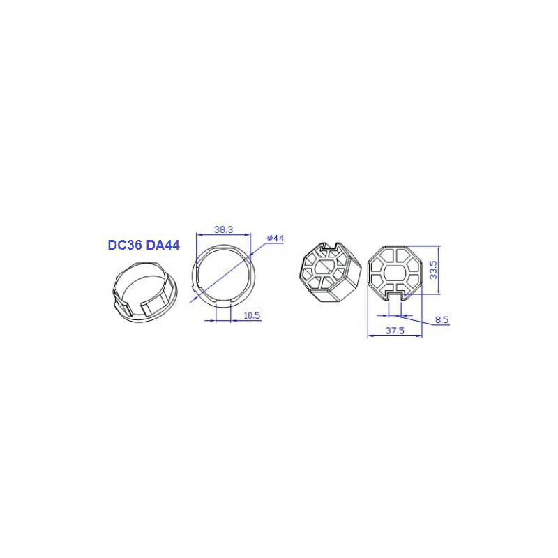 Adaptador de motor Ø35 a tubo octogonal 40mm