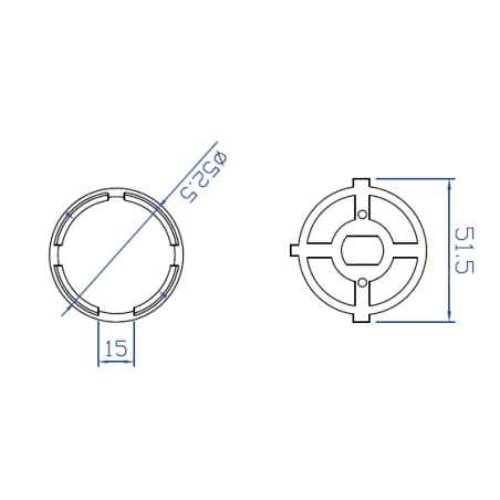 Adaptador de motor Ø45 a tubo cortina Ø55mm