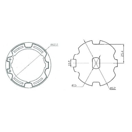 Adaptador de motor Ø45 a tubo cortina Ø65mm
