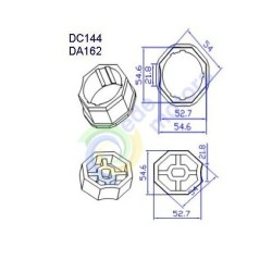 Adaptador de motor Ø45 a tubo octogonal 57mm