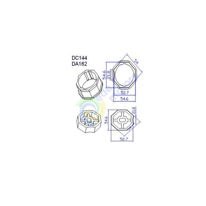 Adaptador de motor Ø45 a tubo octogonal 57mm