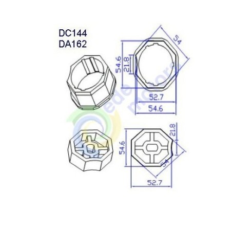 Adaptador de motor Ø45 a tubo octogonal 57mm