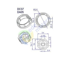 Adaptador de motor Ø45 a tubo octogonal 60mm