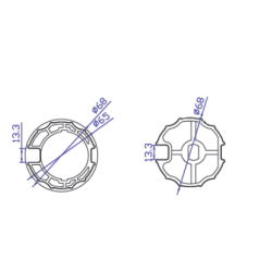Adaptador de motor Ø45 a tubo de toldo Ø70mm