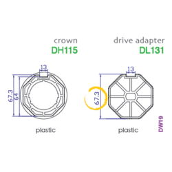 Adaptador de motor Ø45 a tubo octogonal 70mm