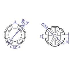 Adaptador de motor Ø45 a tubo toldo Ø80mm