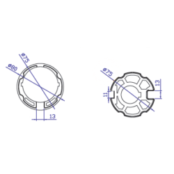 Adaptador de motor Ø59 a tubo toldo Ø80mm